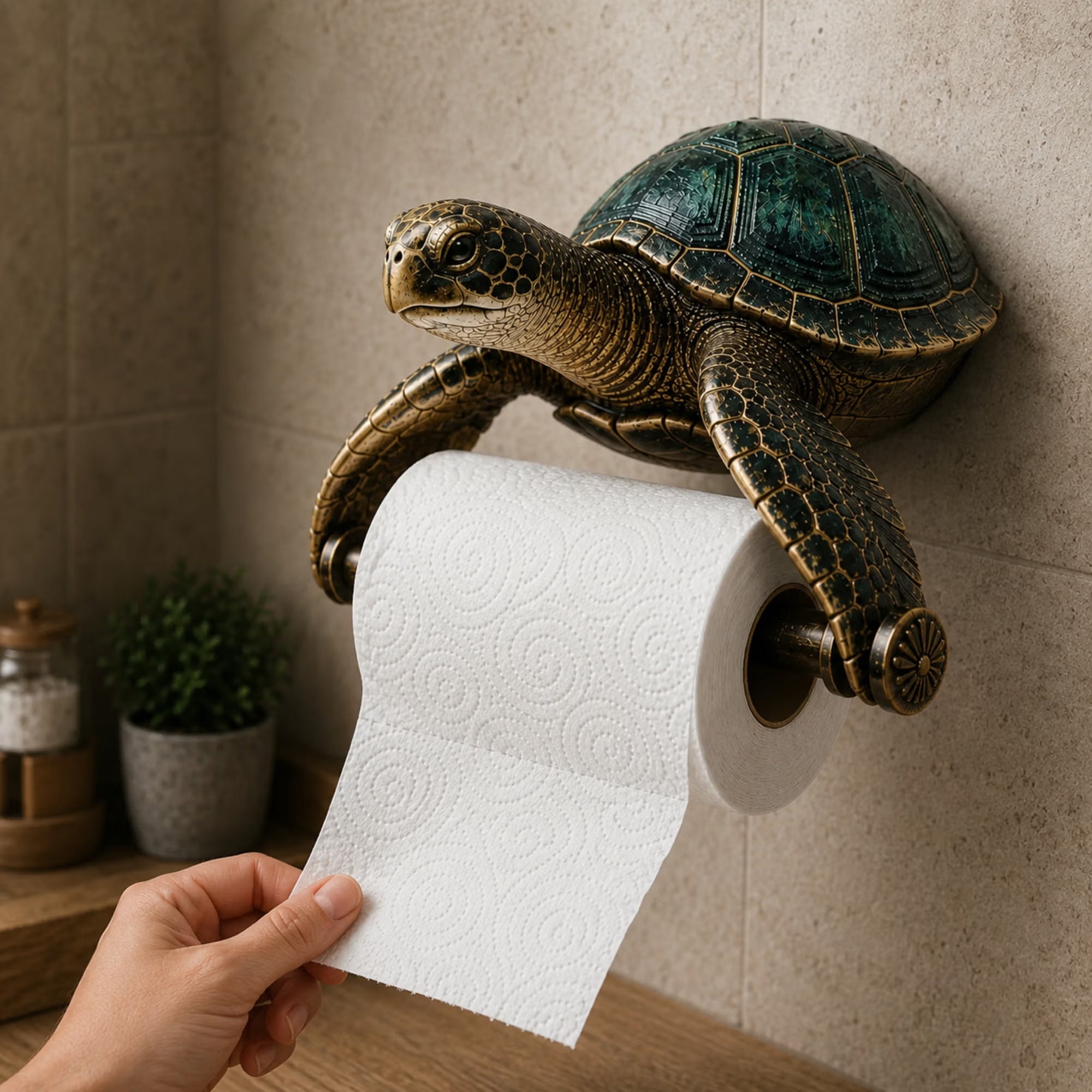 Ocean Guardian Toilet Paper Holder with Turtle/Shark/Octopus Design, Resin Wall Mount Bathroom Decor