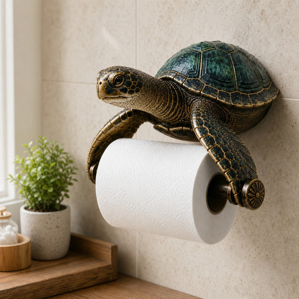 Ocean Guardian Toilet Paper Holder with Turtle/Shark/Octopus Design, Resin Wall Mount Bathroom Decor