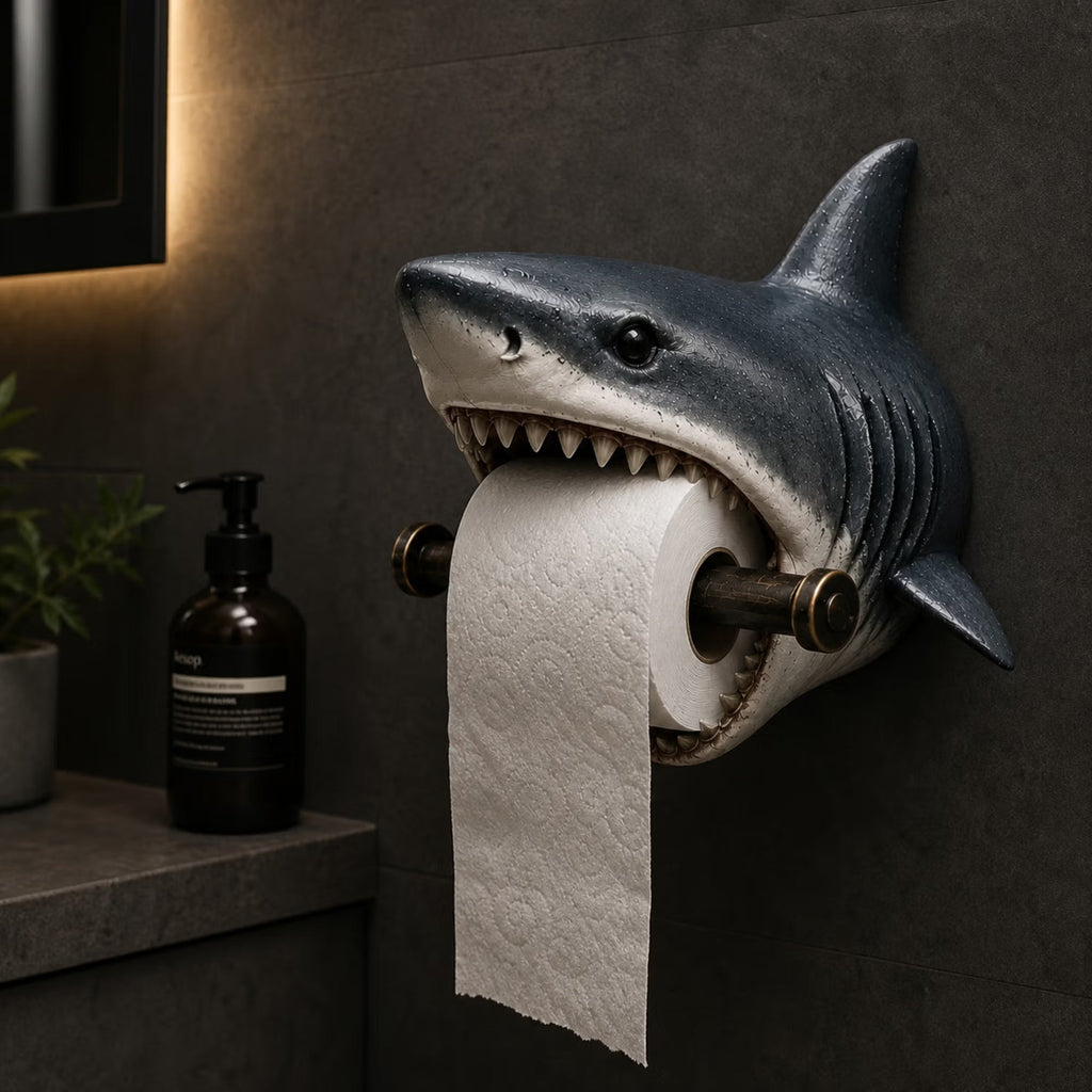 Ocean Guardian Toilet Paper Holder with Turtle/Shark/Octopus Design, Resin Wall Mount Bathroom Decor