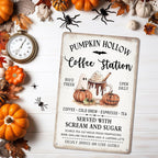 Pumpkin Hollow Coffee Station Vintage Metal Sign☕🎃