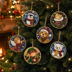 🎄💎DIY Christmas Diamond Painting Ornament Kit – Sparkly 5D Gem Tree Decor for Family Craft Night