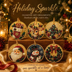 🎄💎DIY Christmas Diamond Painting Ornament Kit – Sparkly 5D Gem Tree Decor for Family Craft Night