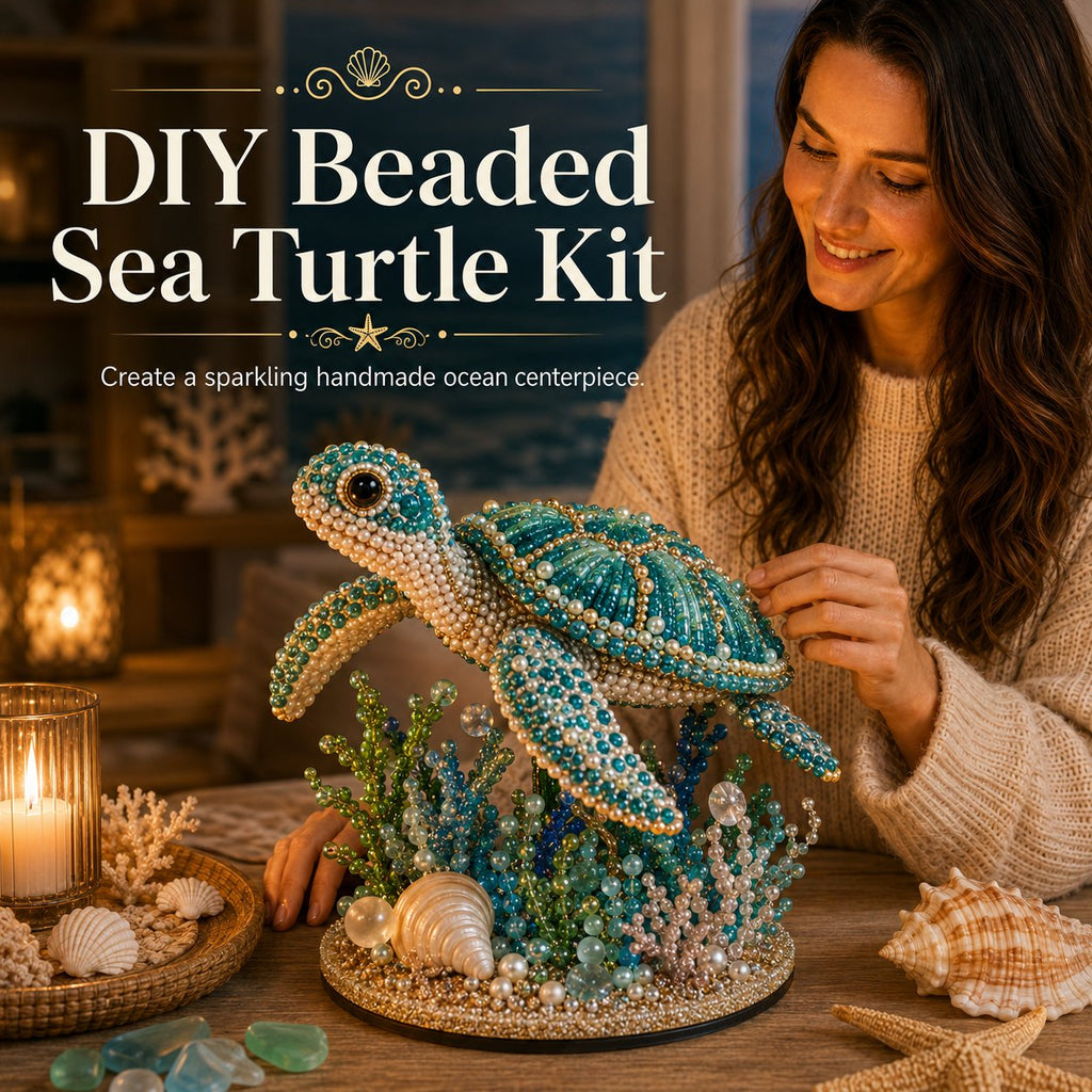 🌊 Ocean Sparkle Animal Craft Kit | Create a Dimensional Underwater Centerpiece with Colorful Beads, Pearls & Coastal Details 🐚✨