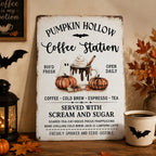 Pumpkin Hollow Coffee Station Vintage Metal Sign☕🎃