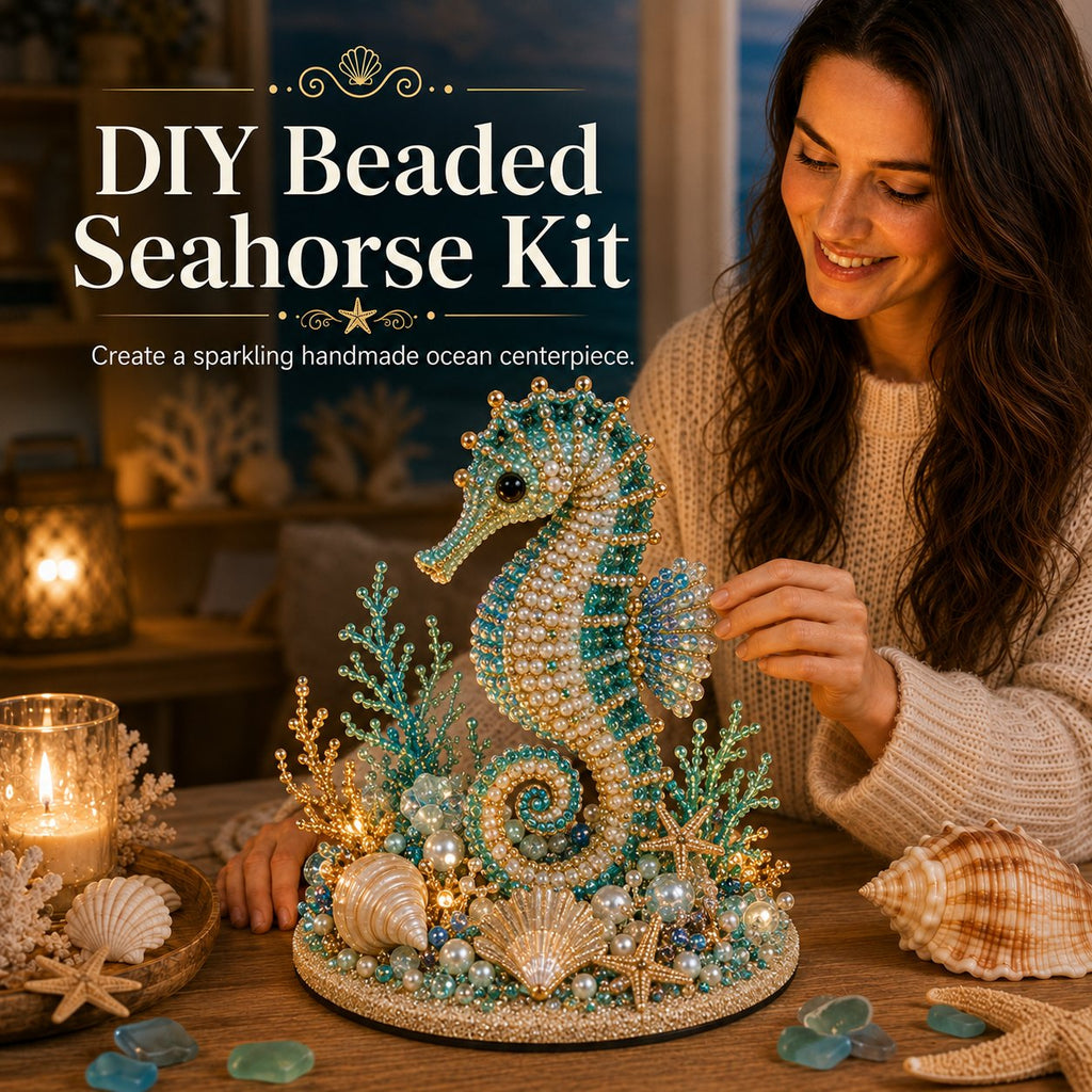 🌊 Ocean Sparkle Animal Craft Kit | Create a Dimensional Underwater Centerpiece with Colorful Beads, Pearls & Coastal Details 🐚✨