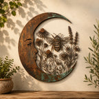 🌙 Enchanted Moon Garden Wall Art – Vintage Nature Inspired Metal Wall Decor