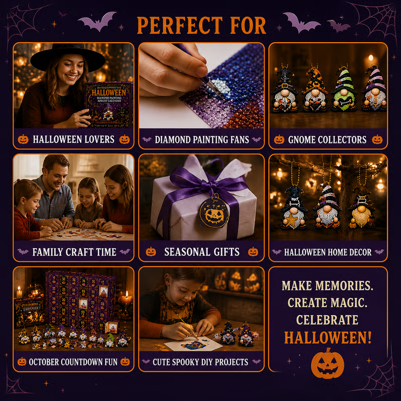 🔥LAST DAY 50% OFF - 🎃✨ 31 Days of Gnome Surprises Halloween Diamond Painting Advent Calendar