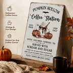Pumpkin Hollow Coffee Station Vintage Metal Sign☕🎃