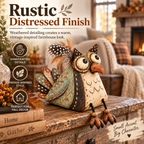 Rustic Owl Shelf Sitter Decor with Dangling Legs