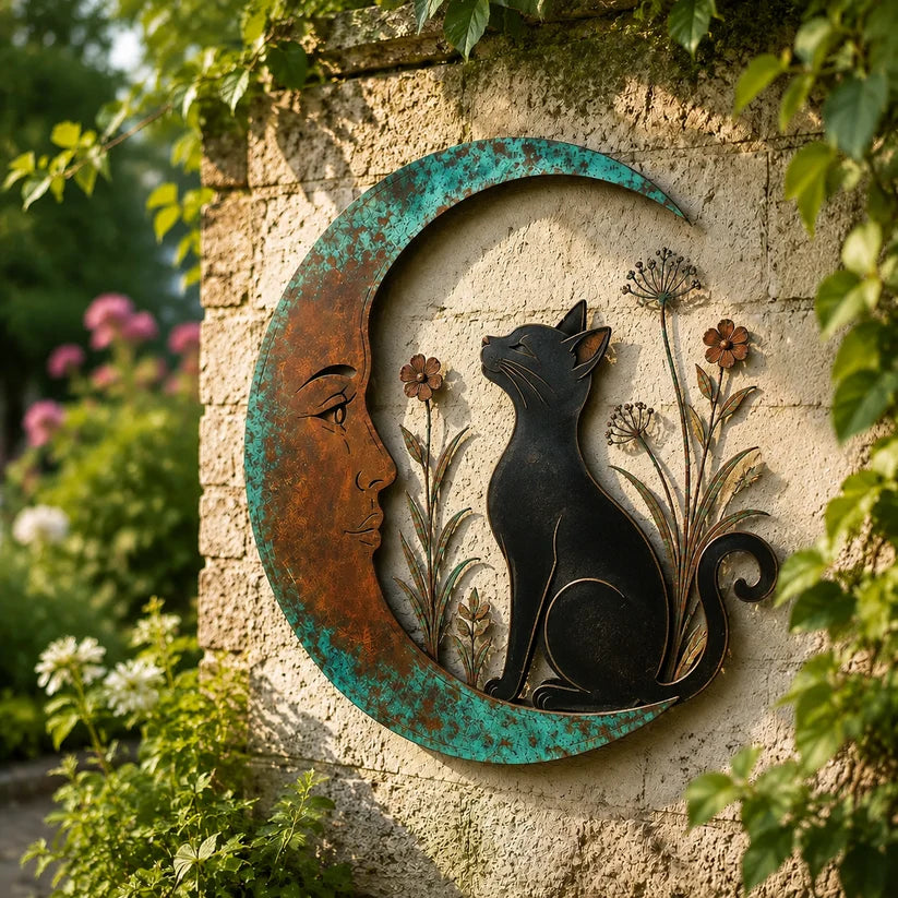 🌙 Enchanted Moon Garden Wall Art – Vintage Nature Inspired Metal Wall Decor