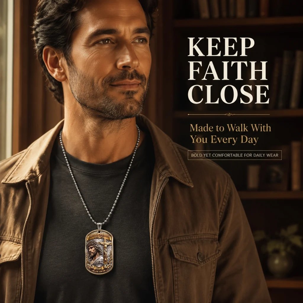 ✝️ “Greater Love” 3D Jesus Dog Tag Necklace – A Meaningful Symbol Of Faith & Love❤️