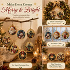 🎄💎DIY Christmas Diamond Painting Ornament Kit – Sparkly 5D Gem Tree Decor for Family Craft Night