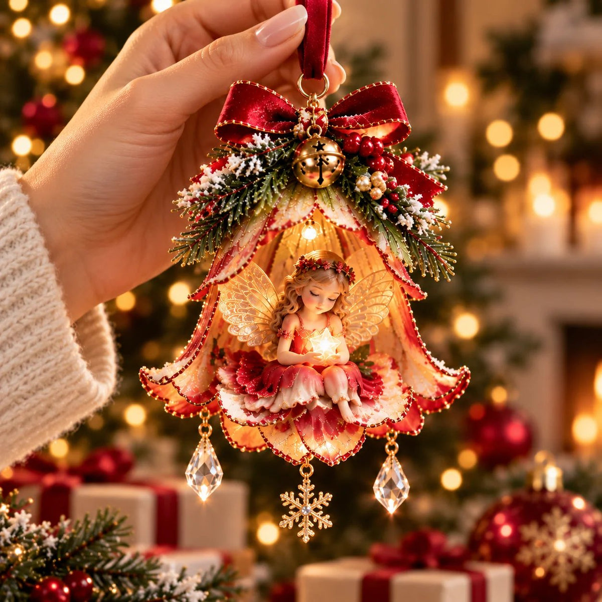Enchanted Fairy Bell Christmas Ornament detail