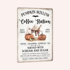 Pumpkin Hollow Coffee Station Vintage Metal Sign☕🎃