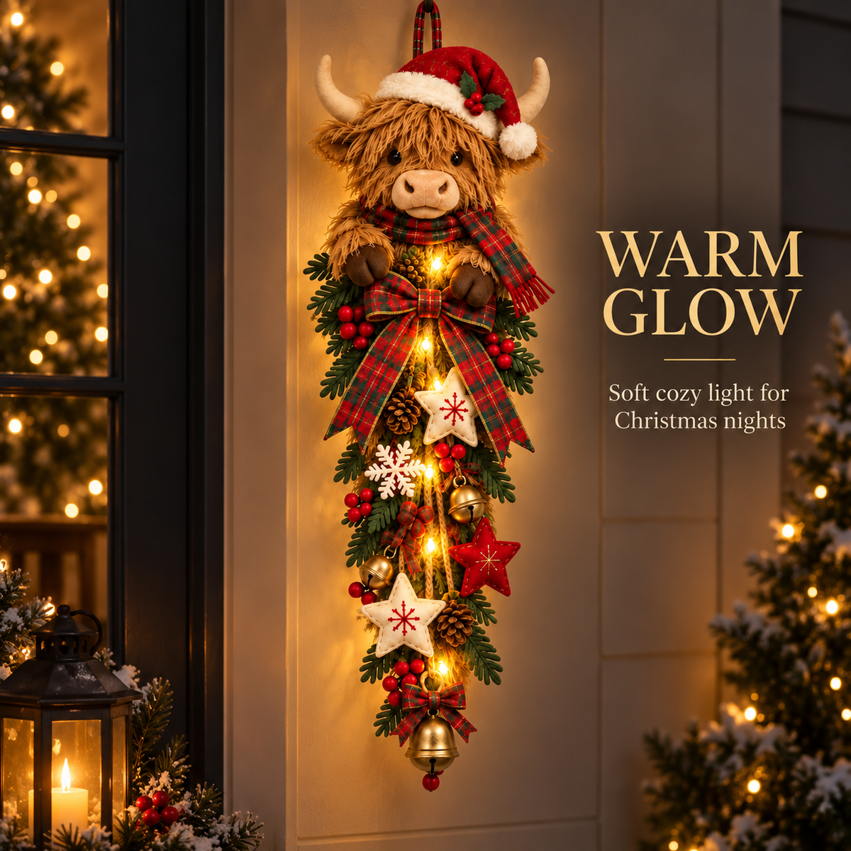 Highland Cow festive wall and entryway decoration