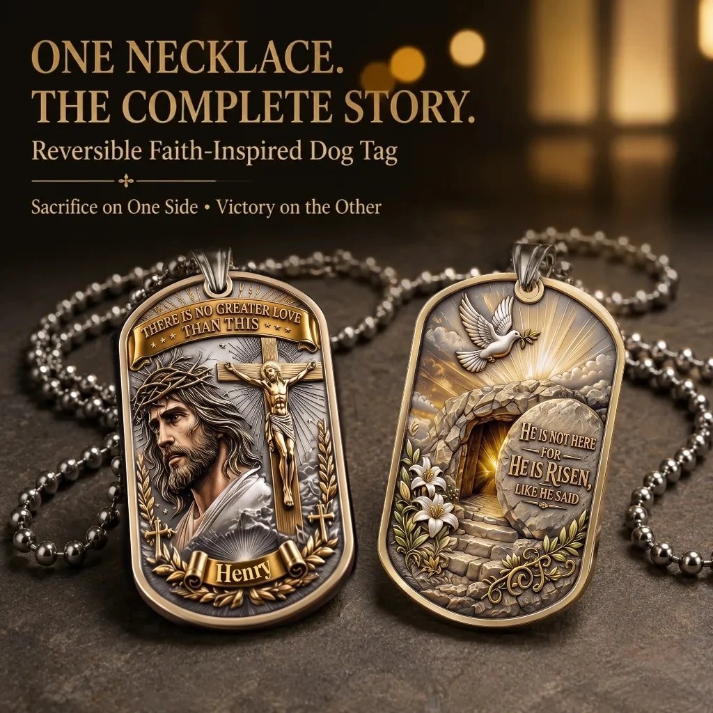 ✝️ “Greater Love” 3D Jesus Dog Tag Necklace – A Meaningful Symbol Of Faith & Love❤️