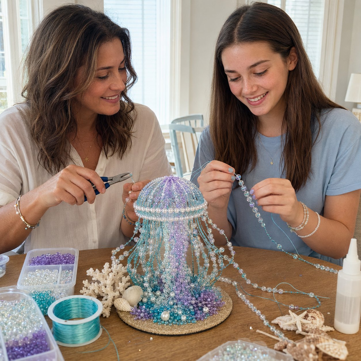 🌊 Ocean Sparkle Animal Craft Kit | Create a Dimensional Underwater Centerpiece with Colorful Beads, Pearls & Coastal Details 🐚✨