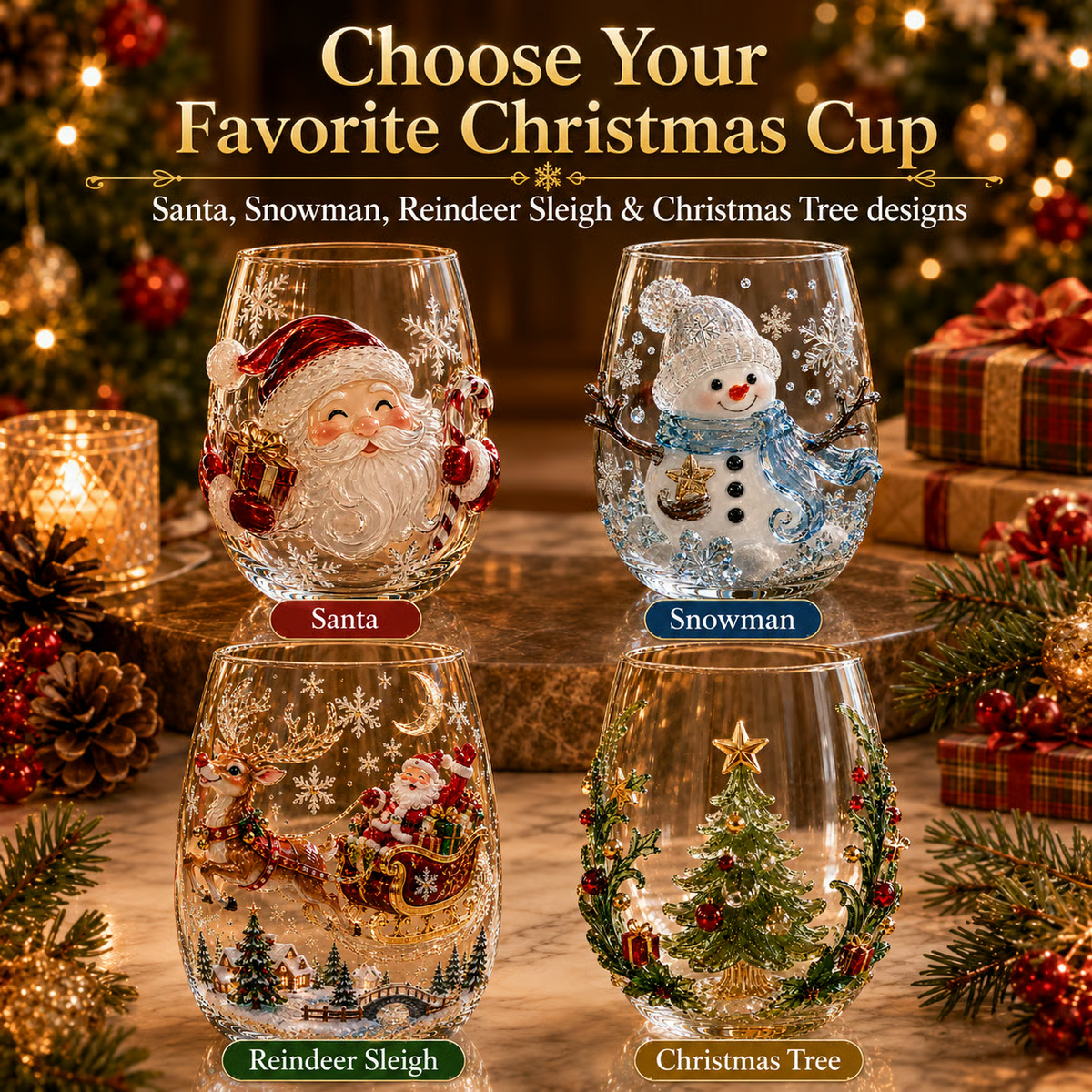 💥Magical Christmas Glass Cup Gift Collection✨